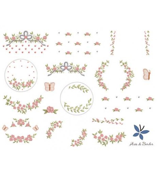 Matrizes de Bordado Coleção de Flores 051