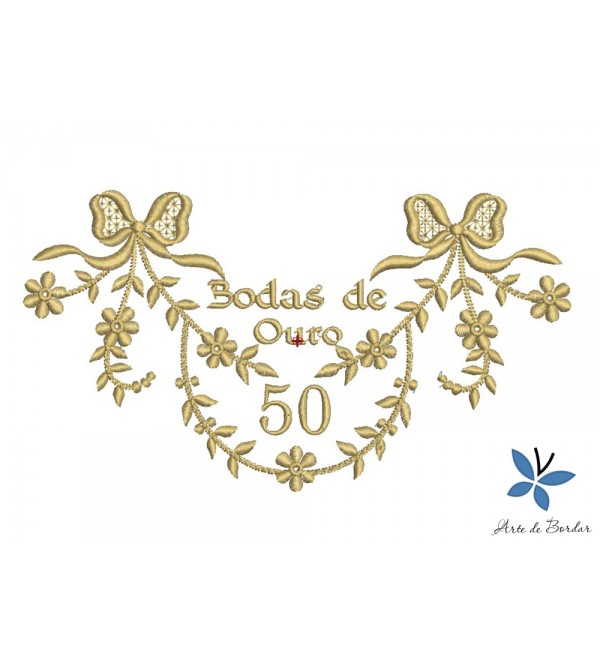 Matriz de Bordado Bodas de Ouro 002