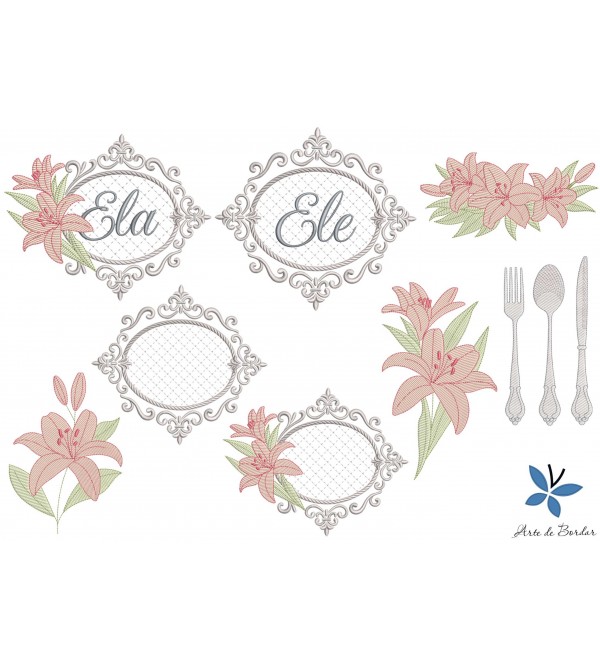 Matrizes de Bordado Jogo de Chá 001