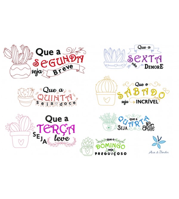 Matrizes de Bordado Semaninha de Cactos 002
