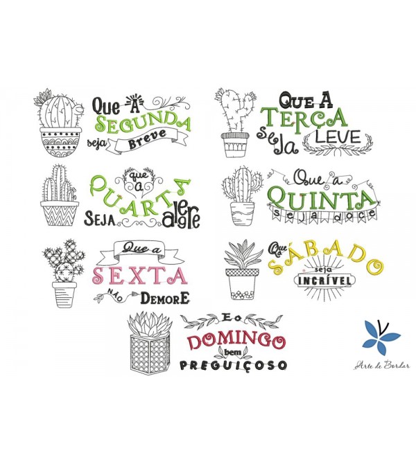 Matrizes de Bordado Semaninha de Cactos 001