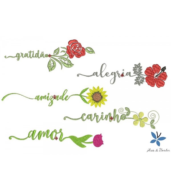 Matrizes de Bordado Coleção de Flores 032