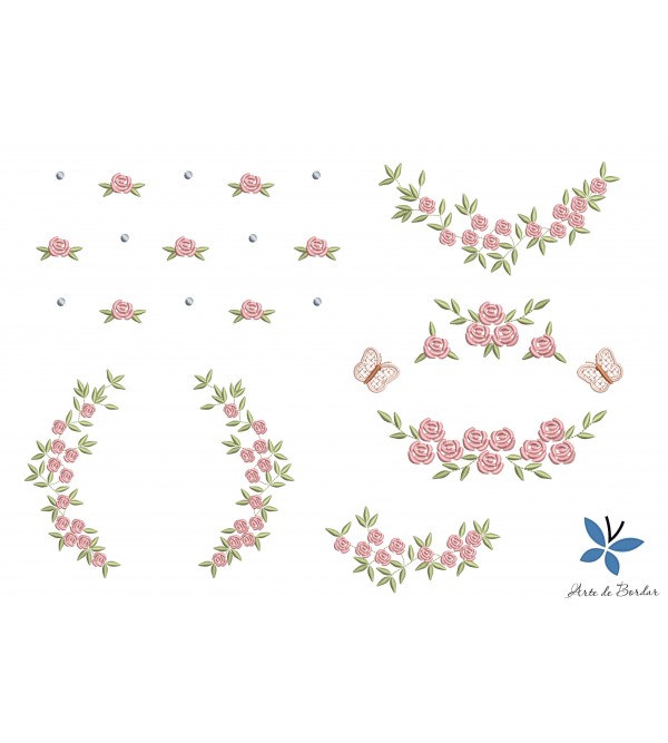 Matrizes de Bordado Coleção de Flores 051