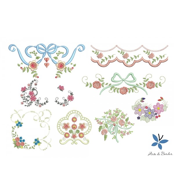 Matrizes de Bordado Coleção de Flores 017