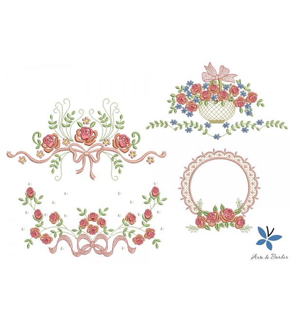 Matrizes de Bordado Coleção de Flores 036