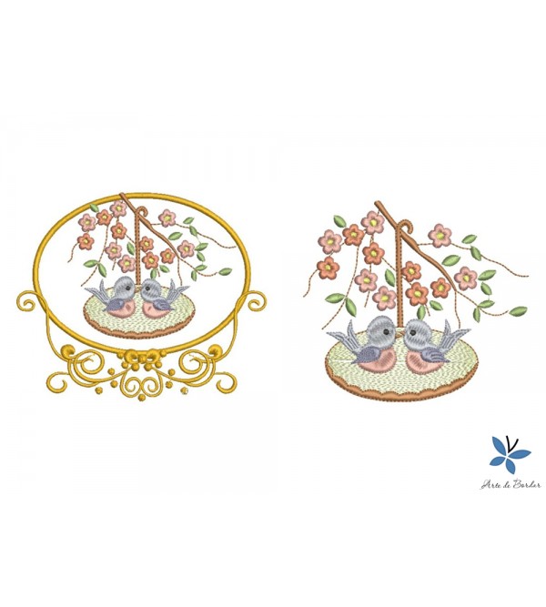 Matrizes de Bordado Flores e Pássaros 020