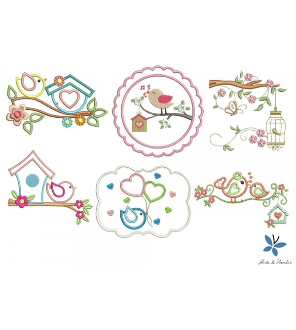 Matrizes de Bordado Flores e Pássaros 024