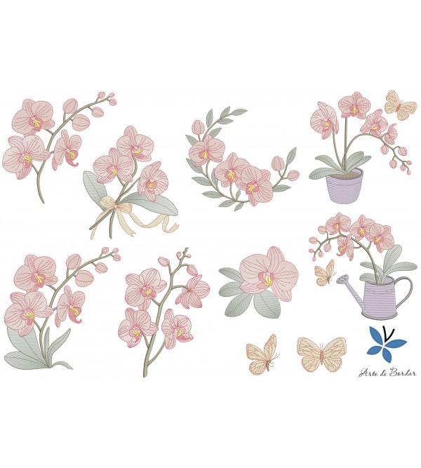 Matrizes de Bordado Coleção Orquídeas 001