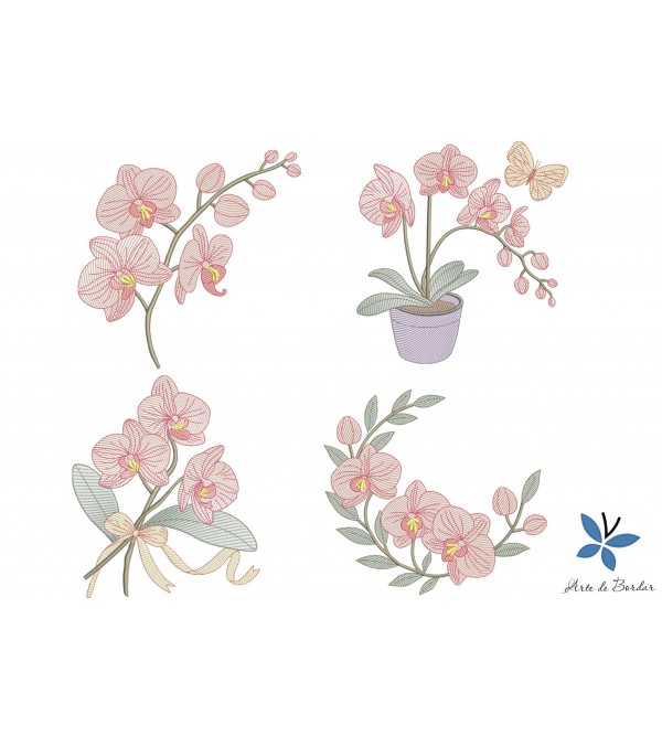 Matrizes de Bordado Coleção Orquídeas 001