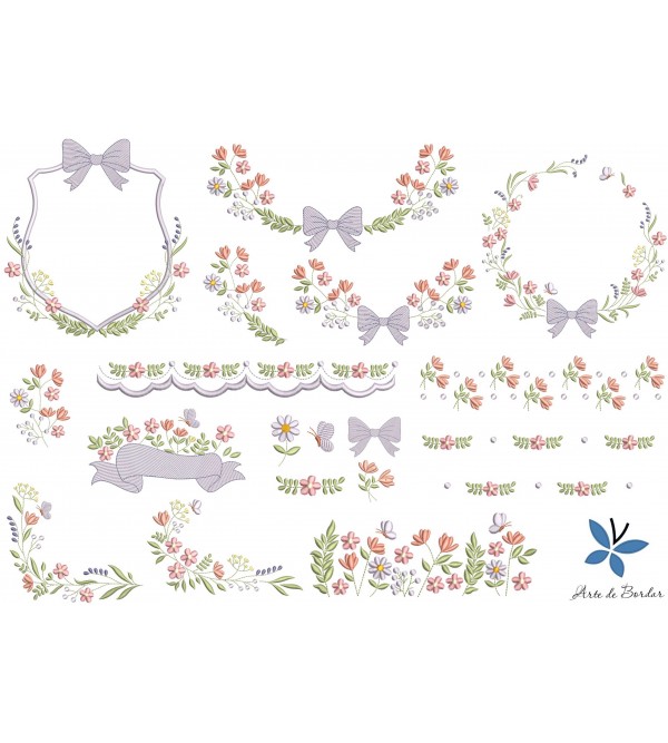 Matrizes de Bordado Coleção de Flores 004