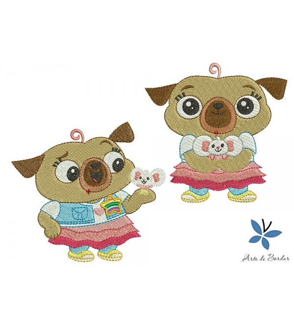 Matriz de Bordado Cachorrinhos Pug 001