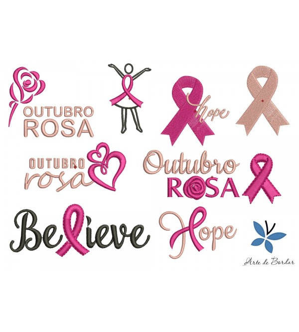 Matrizes de Bordado Coleção Outubro Rosa 002