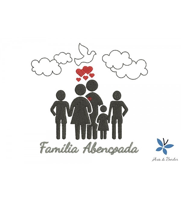 Matriz de Bordado Família abençoada 001